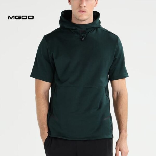Men drawstring hoody t shirts mid weight