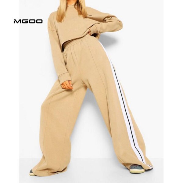 Women trackpants contrast color loose fit - Image 2