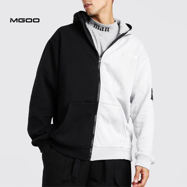 Men plain zip up blank french terry hoodie - Image 3