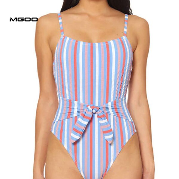 Women vertical stripes sexy one piece bikini - Image 2