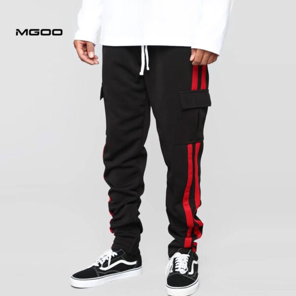 Men contrast color sweatpants track pants