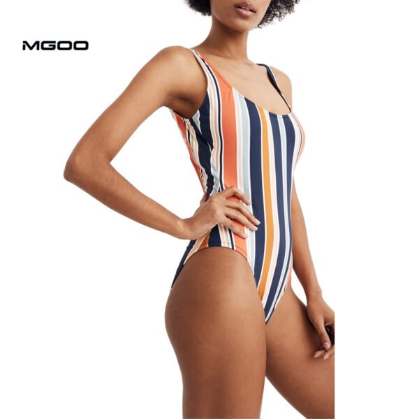 Women vertical stripes sexy one piece bikini - Image 3