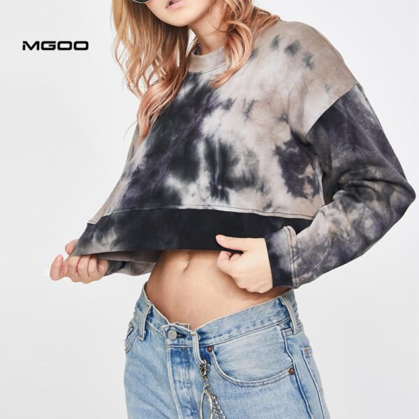 Women tie dye long sleeve crop top - Image 4