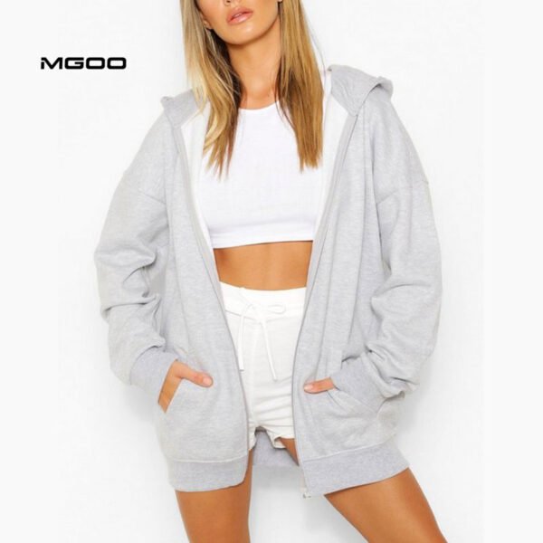 Women zip up custom design kangaroo hoodie - Image 3