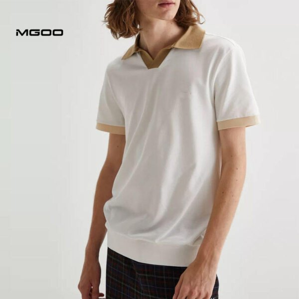 Men plain short sleeve cotton polo shirt - Image 4