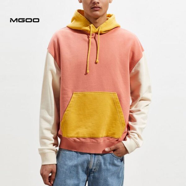 Men color block kangaroo pocket hoodie