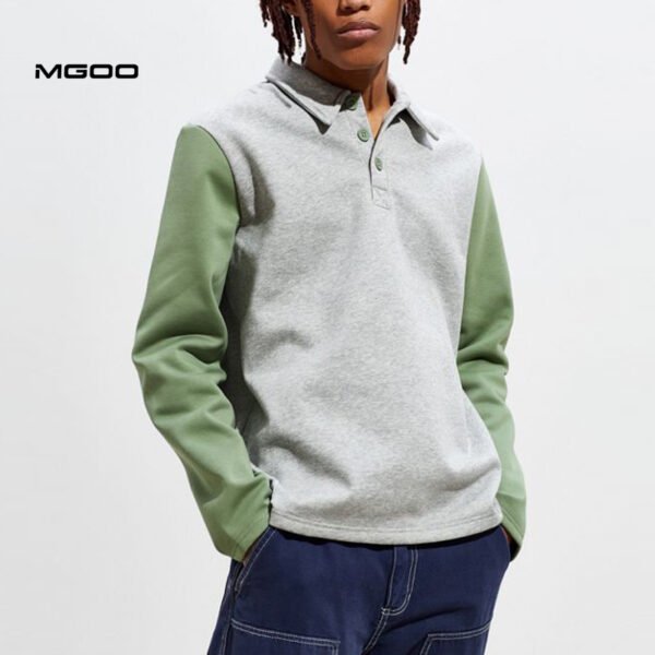 Men color block streetwear polo shirt - Image 3