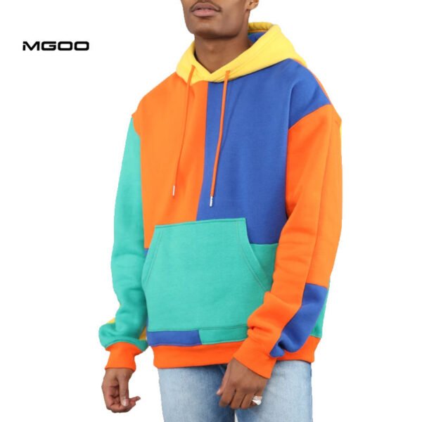 Men color block kangaroo pocket hoodie - Image 3